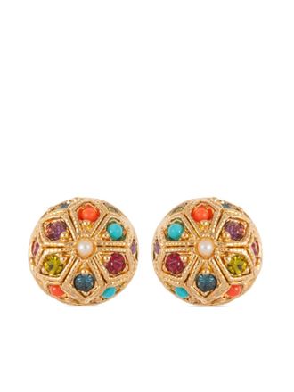 Susan Caplan Vintage 1990s DOrlan crystal-embellished clip-on earrings - Gold