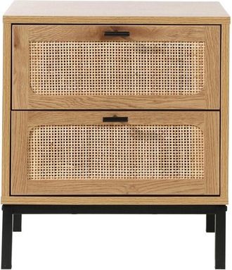 Calicosy Comodino a 2 Cassetti con Impagliatura in Rattan H51 cm - jaya