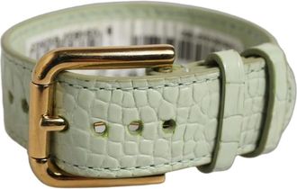 Dolce & Gabbana Cintur&oacute;n de piel repujada con hebilla dorada - Accessories - Mujer - Verde - ONE SIZE