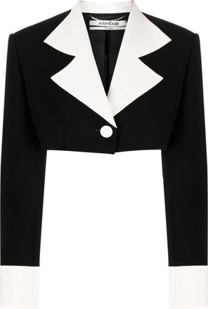 Kimhekim two-tone cropped jacket - women - Wool/Polyamide - 34 - Black