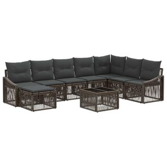 vidaXL Conjunto De Sof&aacute;s De Jard&iacute;n 9 Pcs Gris Rat&aacute;n Sint&eacute;tico Vidaxl