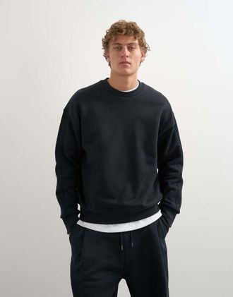 Topman felpa pesante vestibilit&agrave; comoda nera-Nero
