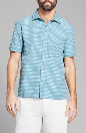 Billy Reid Check Dobby Treme Relaxed Fit Button-Up Shirt in Steel Blue/Tinted White at Nordstrom, Size Xx-Large