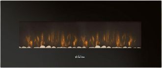 Purline Chimenea El&eacute;ctrica Mural 2kw Panor&aacute;mica En Cristal Templado Negro Con Mando A Distancia