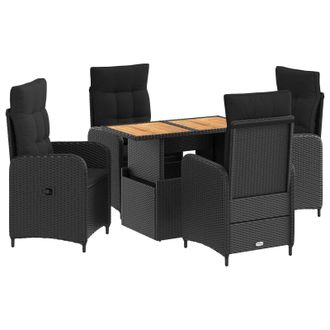 vidaXL Juego De Comedor Para Exteriores 5 Pcs Negro Vidaxl