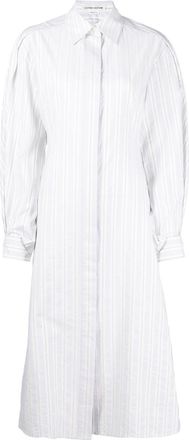 Victoria Beckham vertical-stripe shirt dress - women - Organic Cotton/Cotton - 6 - White