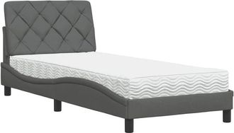 vidaXL Cama Con Colch&oacute;n Tela Gris Oscuro 90x200 Cm Vidaxl