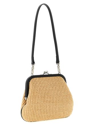 Vivienne Westwood Womens Braided Raffia With Orb Logo Clutch Beige Cotton Polyamide Leather