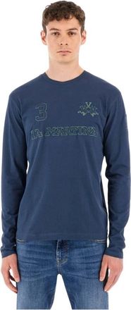 La Martina T-shirt a maniche lunghe con girocollo - - Tops - Uomo - Blu - XL