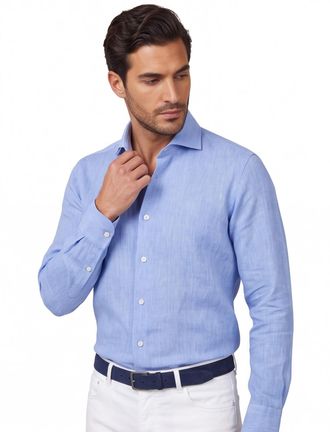 John Miller tailored fit overhemd blauw effen