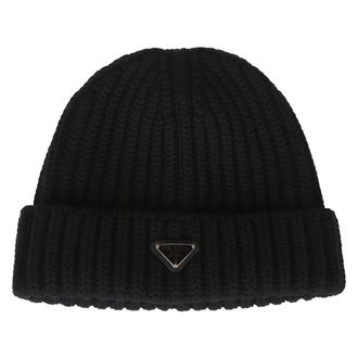 Prada Wool Beanie - male - Prada - Accessories - Black - L - Accessories