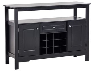 Beliani Beliani - Credenza A 2 Ante In Vetro Con Ripiani E Cassetto Portabottiglie Meditarrean Stile Elegante Nero Timboon