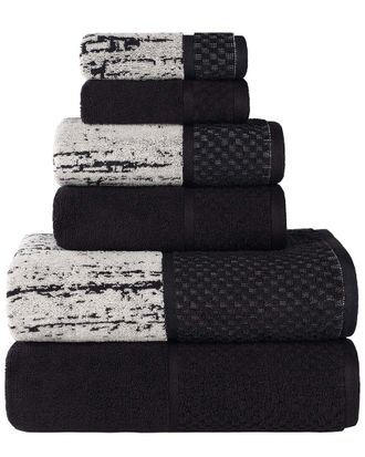 Superior Lodie Cotton Plush Jacquard Solid & Two-Toned 6Pc Towel Set