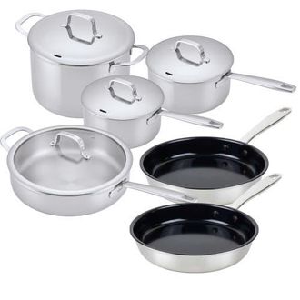 alva Maestro 10-Piece Hybrid Stainless Steel Cookware Set in Silver at Nordstrom
