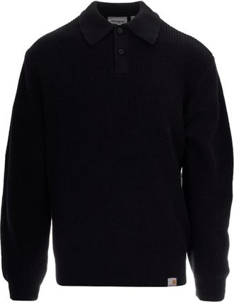 Carhartt Work in Progress L/S Miles Polo - Heren - Polos - Zwart - M - Katoen - Tops