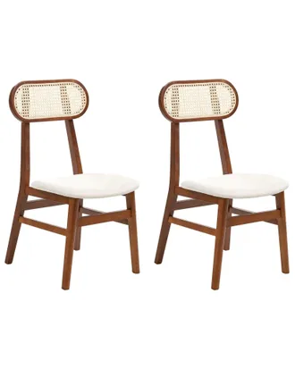 Beliani Set Di 2 Sedie Da Pranzo Imbottite In Poliestere Marrone E Beige Chiaro Fallon