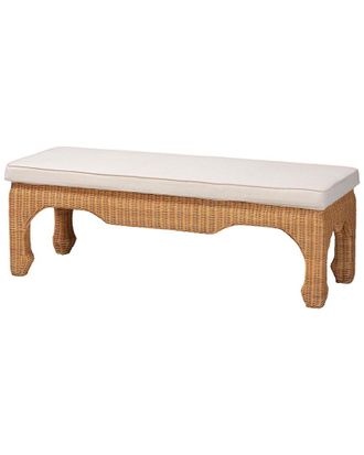 Baxton Studio Abena Ming Style Rattan Bench With Cushion