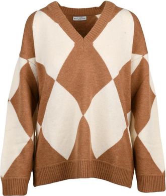 Ballantyne Pullover met V-hals - Dames - V-hals truien - Veelkleurig - M - Wol - Truien & Vesten