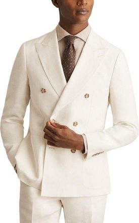 Reiss Park Peak Herringbone Linen Blazer