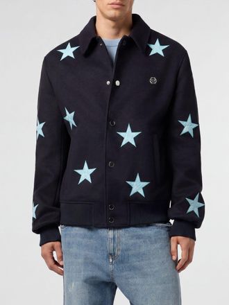 Philipp Plein Bomber in lana con stampa animalier e stelle
