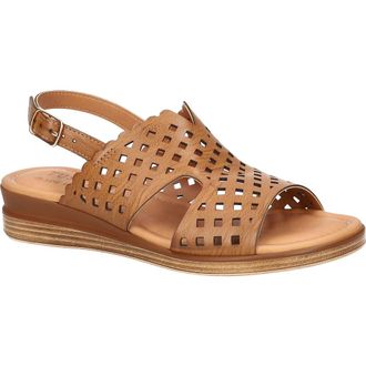 Easy Street Martella Slingback Wedge Sandal in Cognac at Nordstrom, Size 6.5