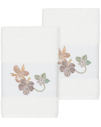 Linum Home Textiles 100% Turkish Cotton Caroline 2Pc Embellished Hand Towel Set