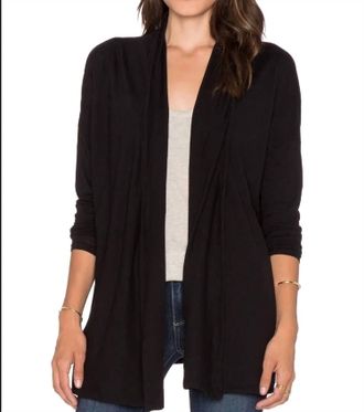 bobi Rib Mix Open Cardigan In Black