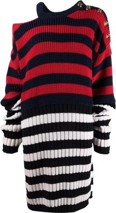 Balmain Multicolor Gebreide Mini Jurk - Dames - Kleedjes - Veelkleurig - XS - Wol - Kleedjes