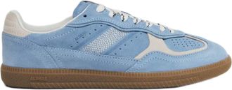 Alohas Light Blue Suede Sneakers With Cream Accents And Contrast Details