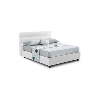 Dmora Cama De Plaza Y Media Briona, Desenfundable, Con Caj&oacute;n Made In Italy, Tama&ntilde;o Colch&oacute;n 120x200 Cm, Blanco