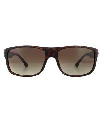 Police Rectangle Mens Matte Dark Havana Smoke Brown Gradient Sunglasses - One Size
