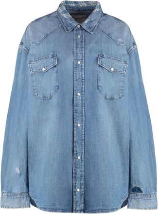 Polo Ralph Lauren Denim Oversized Shirt met Zakken - Dames - Spijkeroverhemden - Blauw - L - Denim - Overhemden