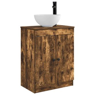 vidaXL Vanidad De Ba&ntilde;o Con Lavabo Roble Ahumado 54 X 35 X 83 Cm Vidaxl