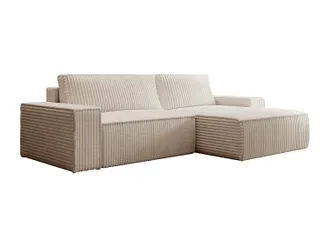 Vente-Unique Vente-unique - Divano Letto In Velluto A Coste Grosse Beige - Angolo A Destra - Amelia
