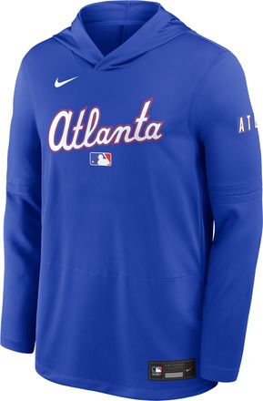 Nike Atlanta Braves City Connect Nike Mens Dri-FIT MLB Long-Sleeve Hooded Top in Blue | 03B9B348AW-P1U