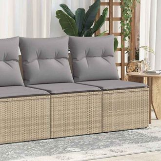 vidaXL Set Sof&aacute;s Jard&iacute;n Y Cojines 2 Pzas Rat&aacute;n Sint&eacute;tico Acacia Beige Vidaxl