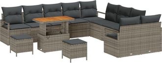 vidaXL Vidaxl - Garden Sofa Set with Cushion 13 pcs Grey 90 x 55 x 71 cm