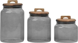 10 Strawberry Street Set Of 3 Acacia Everyday Graduated Glass Canisters