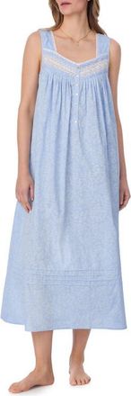 Eileen West Floral Sleeveless Cotton Lawn Ballet Nightgown in Blue/white at Nordstrom, Size X-Large