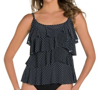 Miraclesuit Pin Point Tiering Up Tankini Top In Black/white