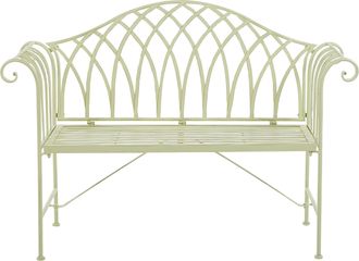 Beliani Banco De Jard&iacute;n De Metal Verde Claro 130 Cm 2 Plazas Reposabrazos Vintage Milazzo