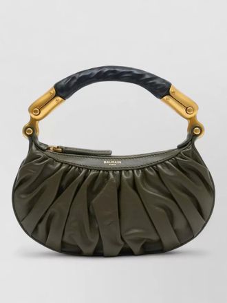 Balmain ebene mini calfskin clutch top handle