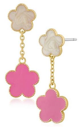 Jardin Clover Drop Earrings in White/Pink/Gold at Nordstrom Rack