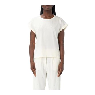 Liu Jo Tops, Dames, Wit, XS, Geborduurd Logo T-shirt