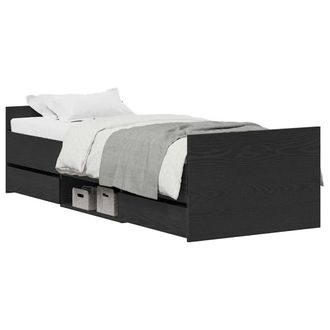 Berkfield Home Elegant Bed Frame without Mattress Black Oak 75x190 cm Engineered Wood