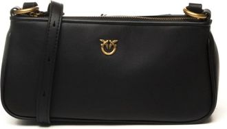 Pinko Half Moon Mini Baguette - Dames - Schoudertassen - Zwart - ONE Size - Katoen - Tassen
