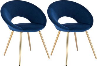 Woltu Woltu Sedia Sala Da Pranzo Cucina Salotto Ufficio Gambe Gold In Metallo Velluto 2x Blu
