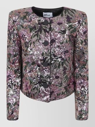 Self Portrait sequin jacket featuring floral embroidery