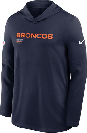 Nike Denver Broncos Pure Fury Sideline Nike Mens Dri-FIT NFL Long-Sleeve Hooded Top in Blue | 03B941S8W-P8B