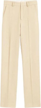 Ami Wollen Flanellen Broek met Wijde Pijpen - Dames - Straight fit broeken - Beige - XS - Wol - Broeken